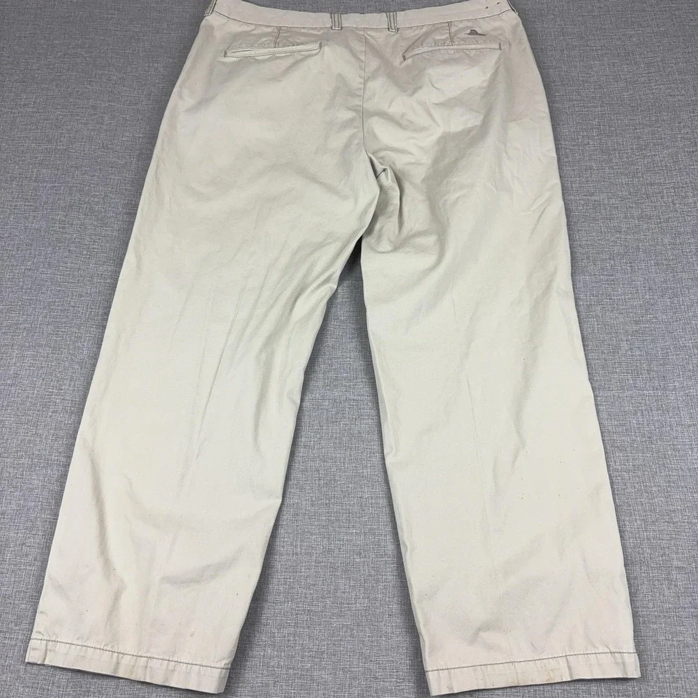 Tommy Bahama Pants Mens 38x30 Beige Chino Relaxed Fit Flat Front Marlin Logo